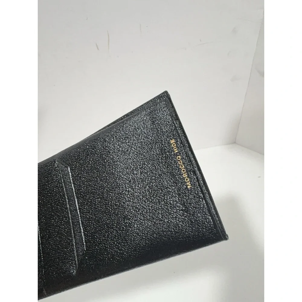 Vintage Mastercraft BLACK Morocco Hide Leather BIFOLD WALLET W 20 WINDOW FOLDING